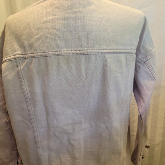 Light Purple Distressed Denim Jacket - Picture 4 of 10